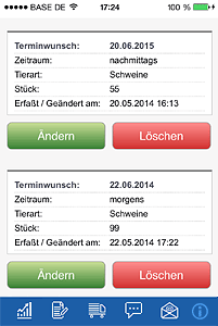 SVG Mobile app Lieferung ändern