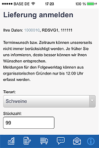 SVG Mobile app Lieferung anmelden